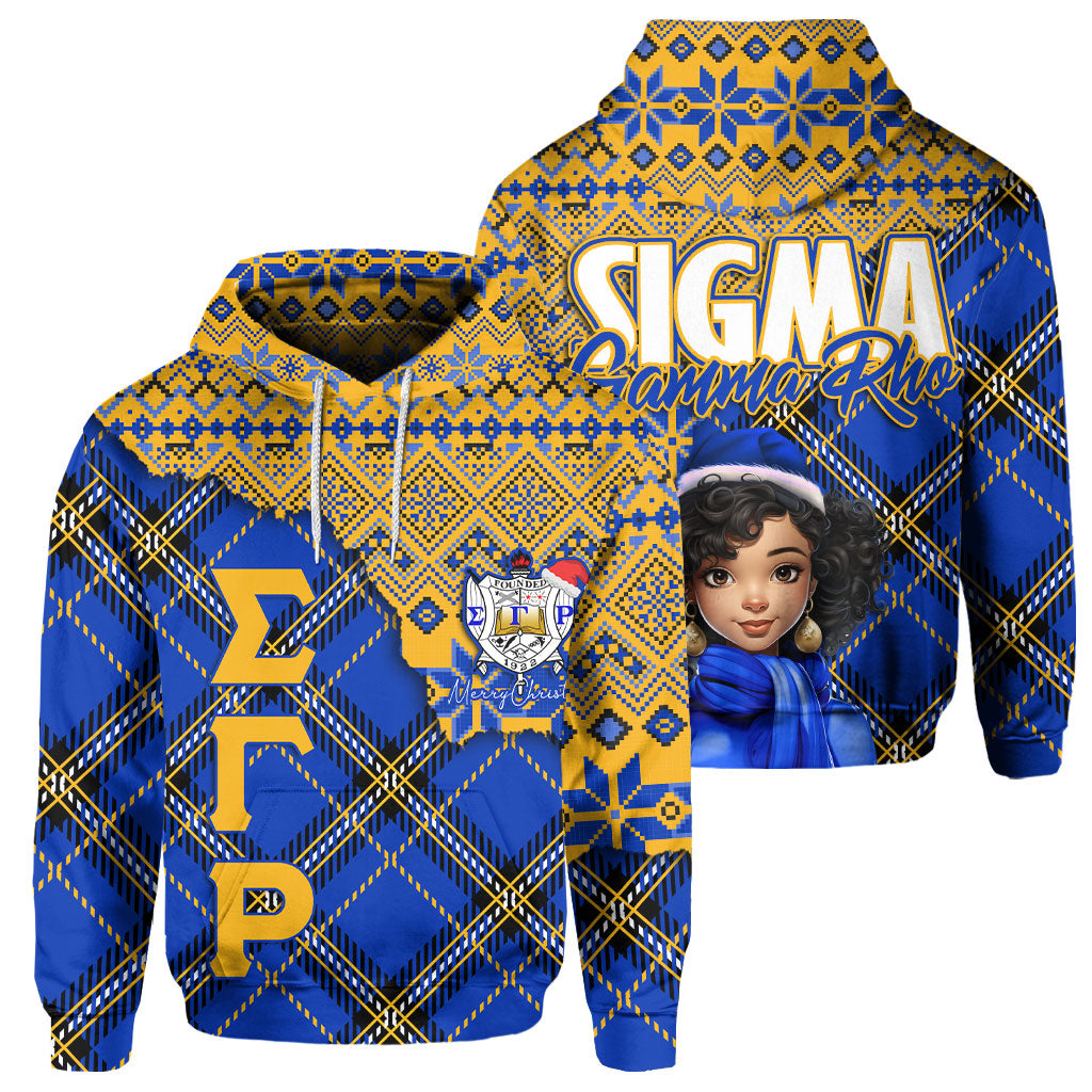 Sorority Hoodie - Christmas Sigma Gamma Rho Girl Zip Hoodie Plaid Background Style