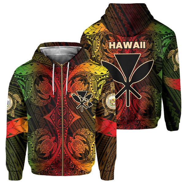 Kanaka Maoli Hawaii Zip Hoodie Reggae Style