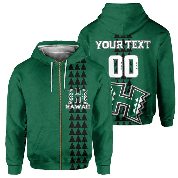 Custom Hawaii Rainbow Warriors Rugby Zip Hoodie