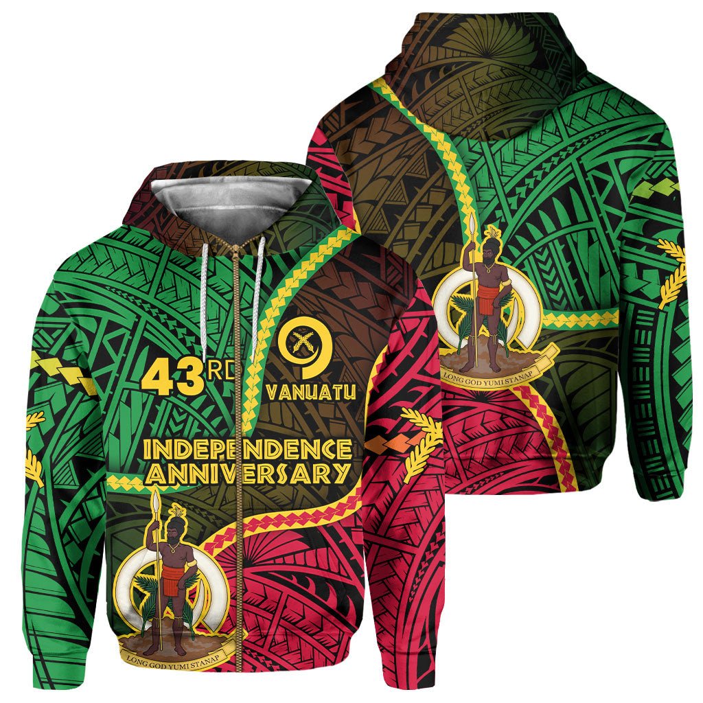 Vanuatu Zip Hoodie Independence Day 43rd Anniversary Style