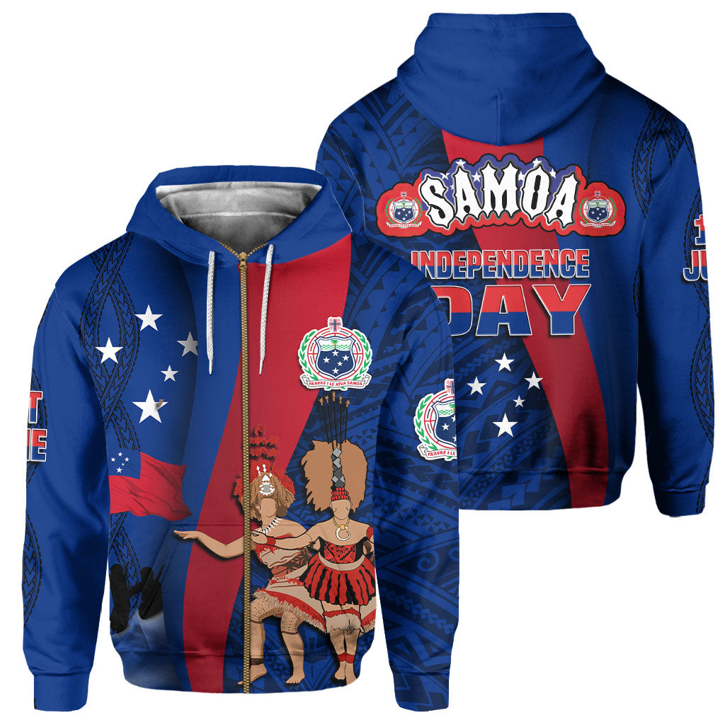 Samoa Independence Day Zip Hoodie Celebrating Dance Style