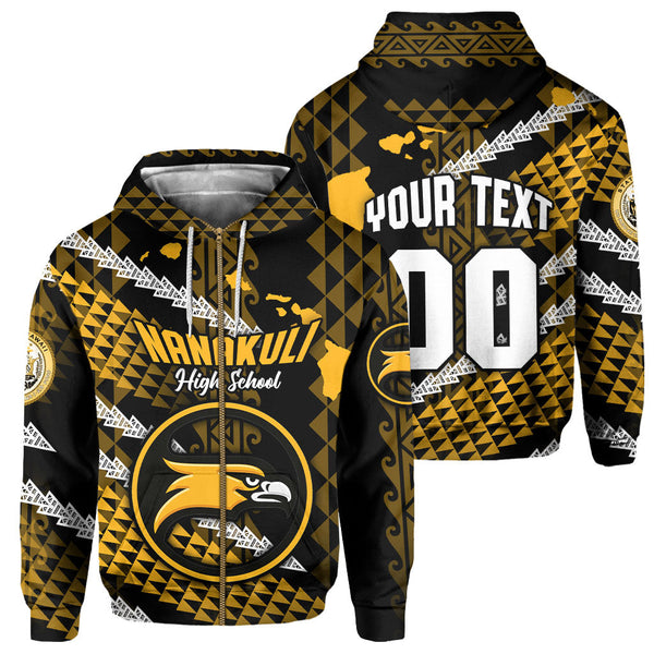 Hawaii Nanakuli High School Custom Zip Hoodie Map Style