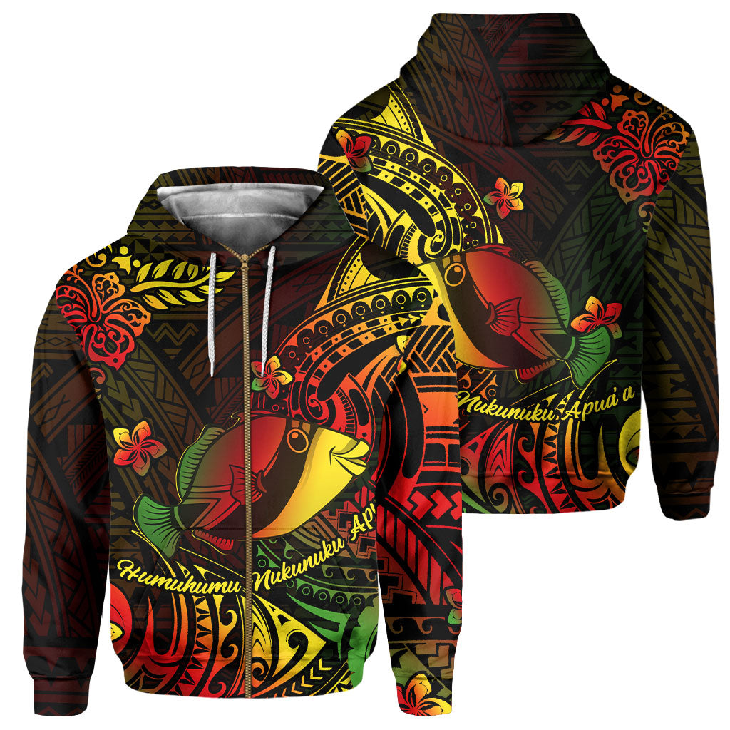 Hawaii Humuhumu Fish Zip Hoodie Reggae Style