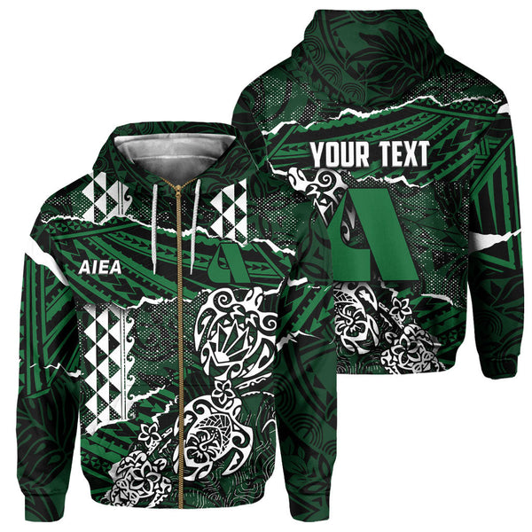 Hawaii Aiea High School Custom Zip Hoodie Polynesian Turtle Style