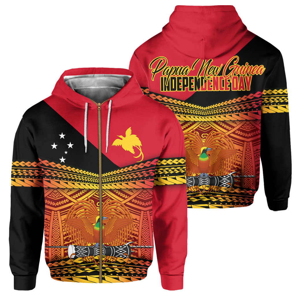 Papua New Guinea Independence Day Zip Hoodie PNG Emblem Style