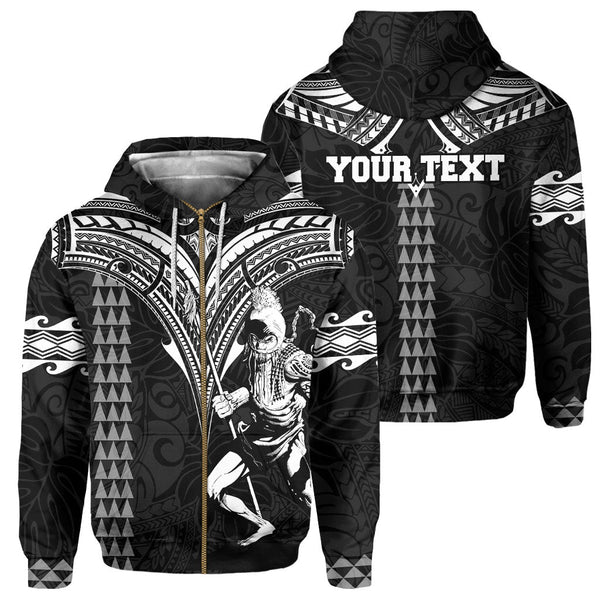 Custom Hawaii Ikaika Warrior Zip Hoodie Polynesian Tattoo Style