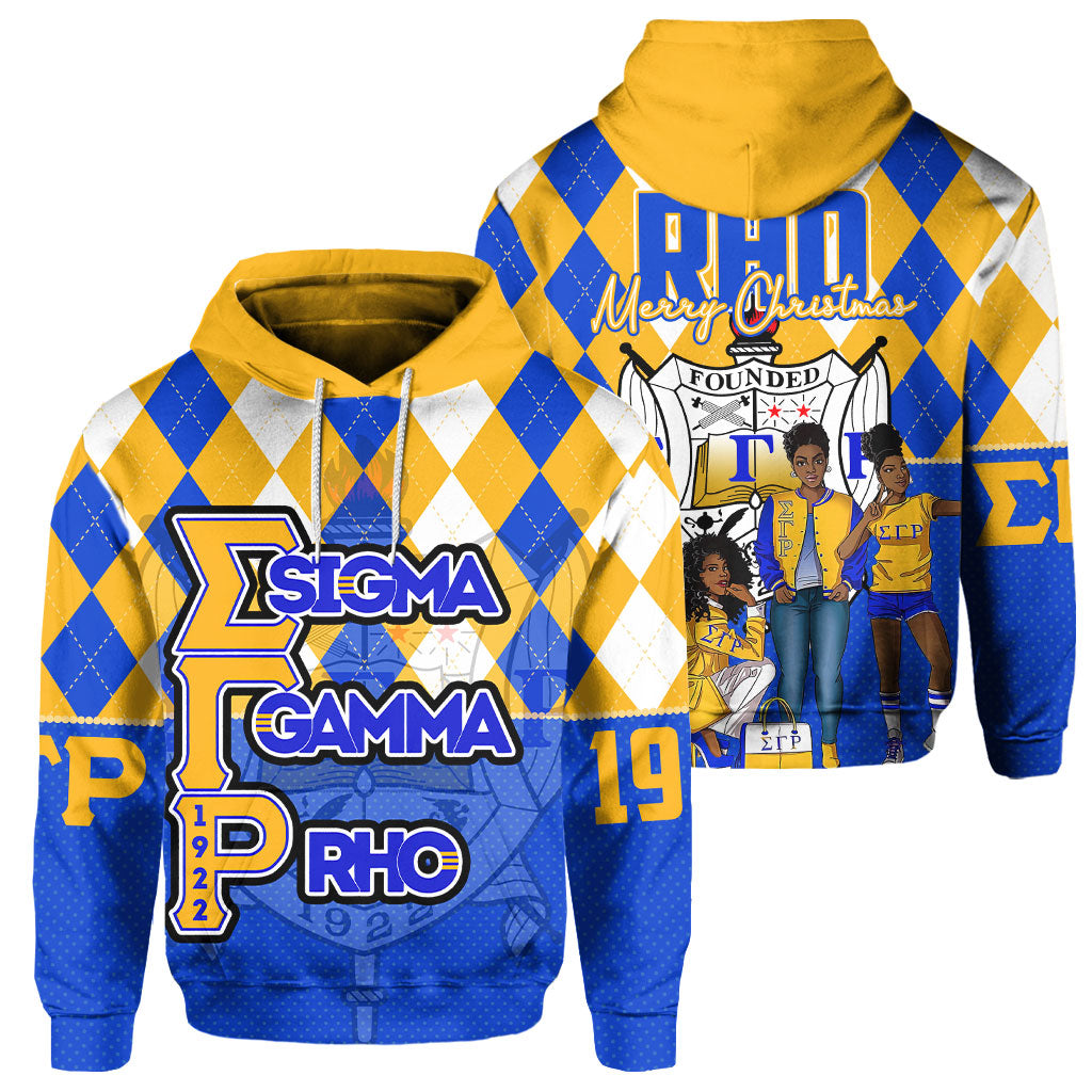 Sorority Hoodie - Christmas Sigma Gamma Rho Girl Zip Hoodie Rhombus Pattern Style