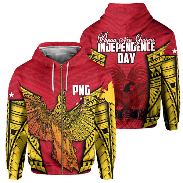 Papua New Guinea Independence Day Zip Hoodie Raggiana Bird of Paradise Style