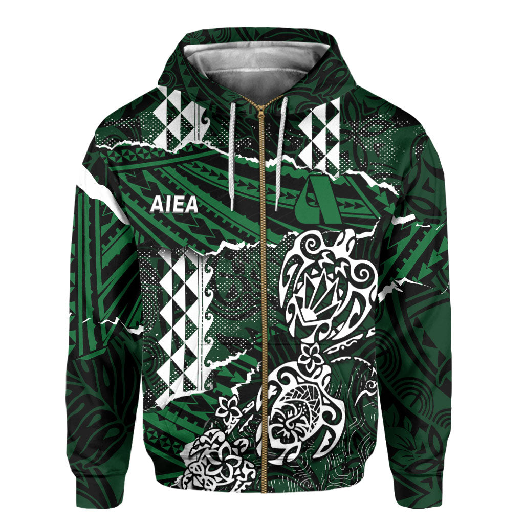 Hawaii Aiea High School Custom Zip Hoodie Polynesian Turtle Style