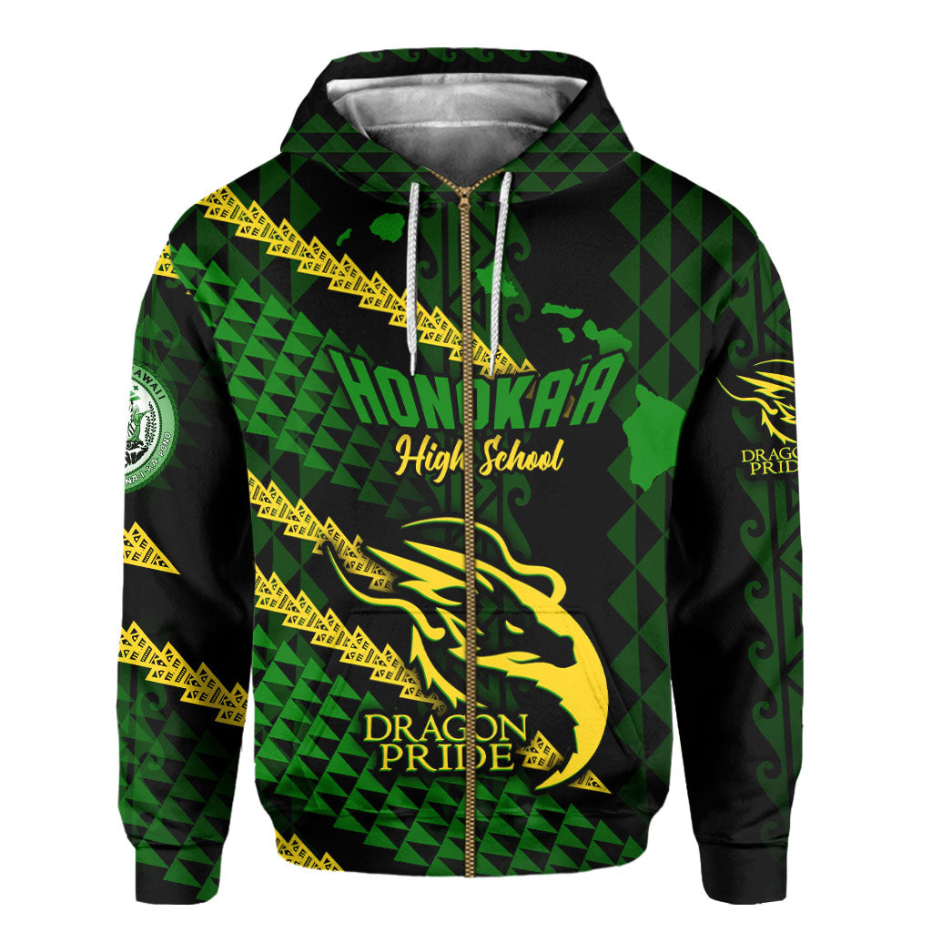 Hawaii Honoka High & Intermediate School Custom Zip Hoodie Map Style