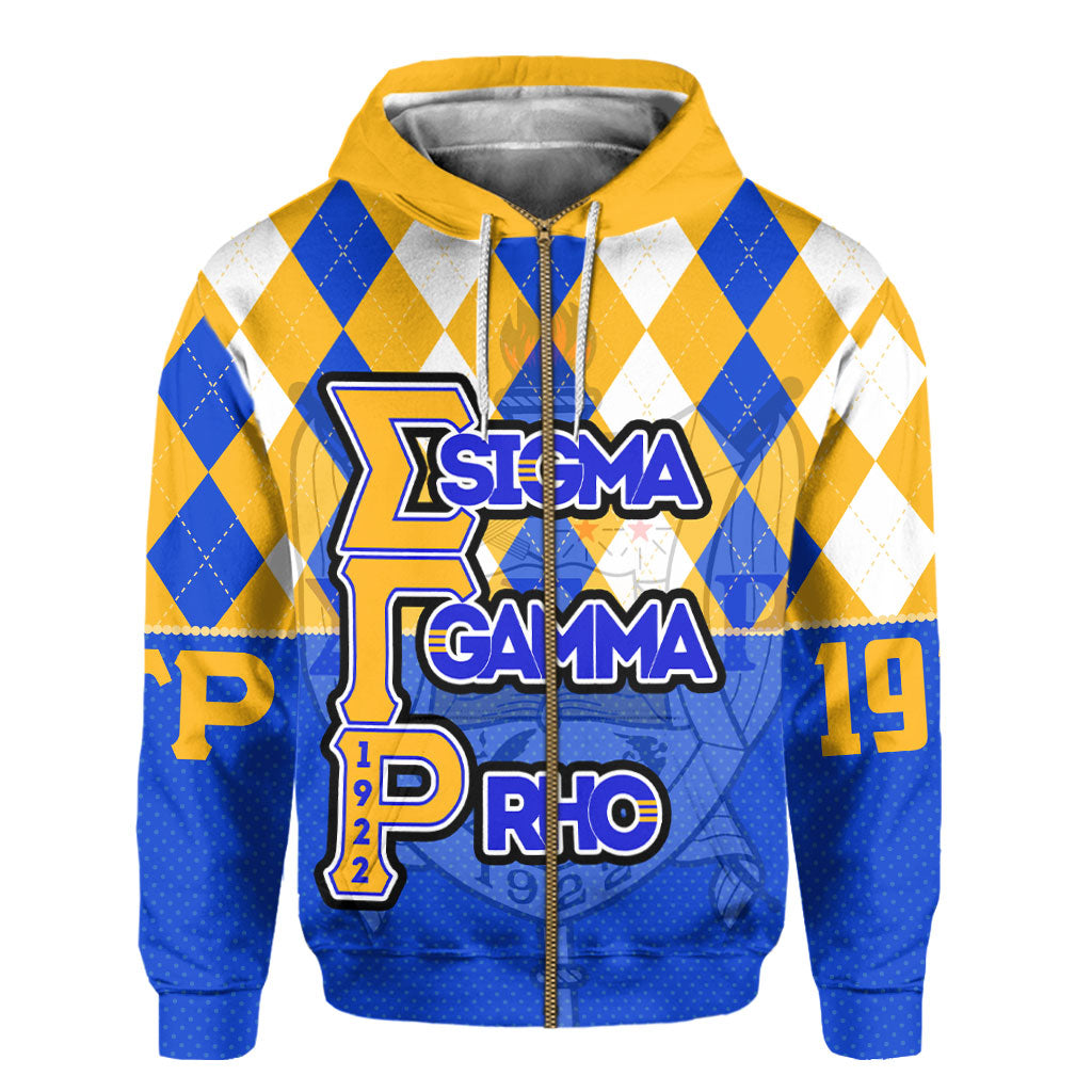 Sorority Hoodie - Christmas Sigma Gamma Rho Girl Zip Hoodie Rhombus Pattern Style