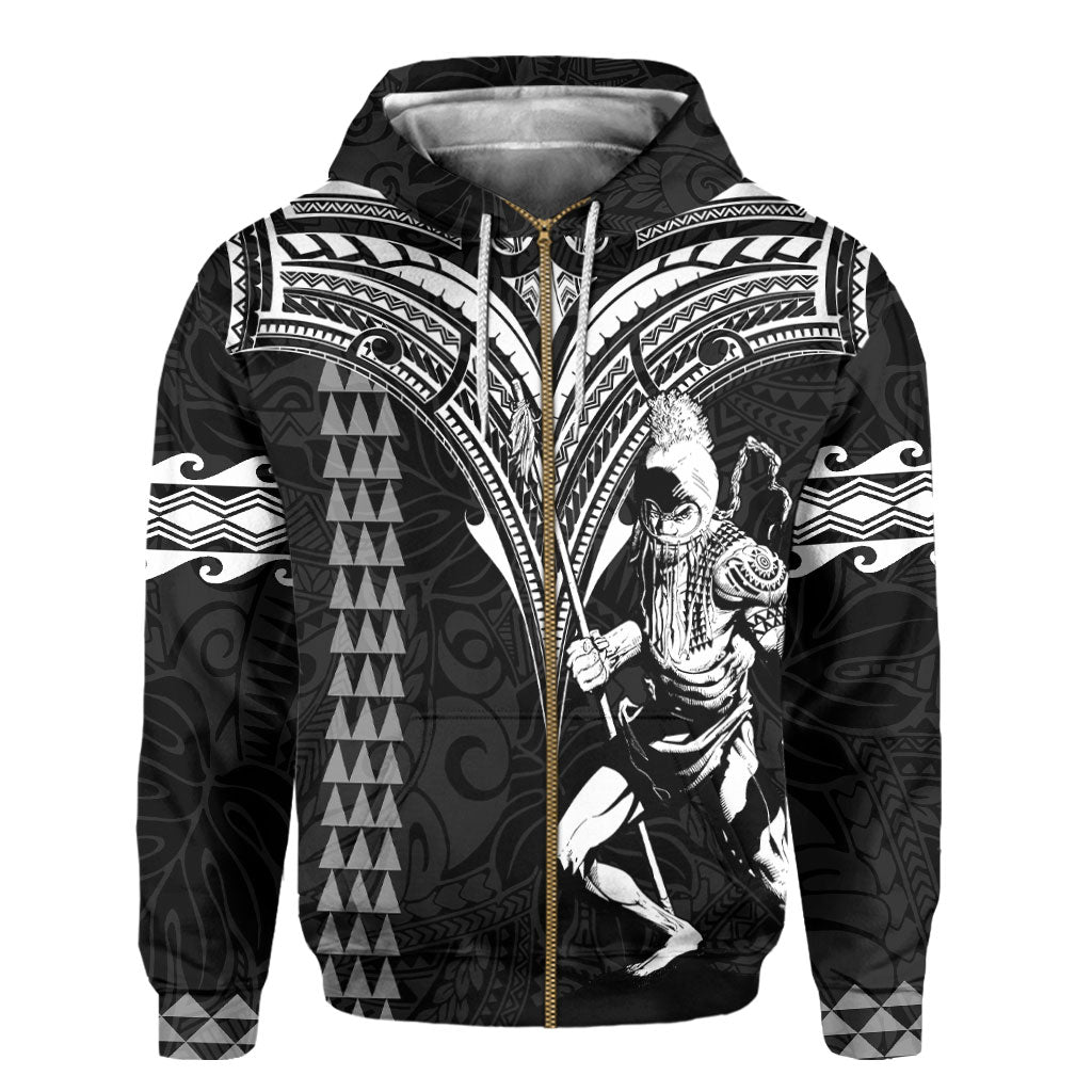 Custom Hawaii Ikaika Warrior Zip Hoodie Polynesian Tattoo Style