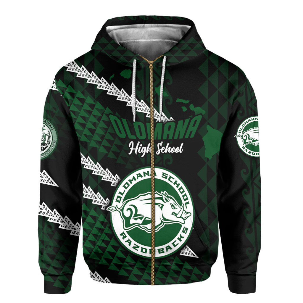 Hawaii Olomana High & Intermediate School Custom Zip Hoodie Map Style