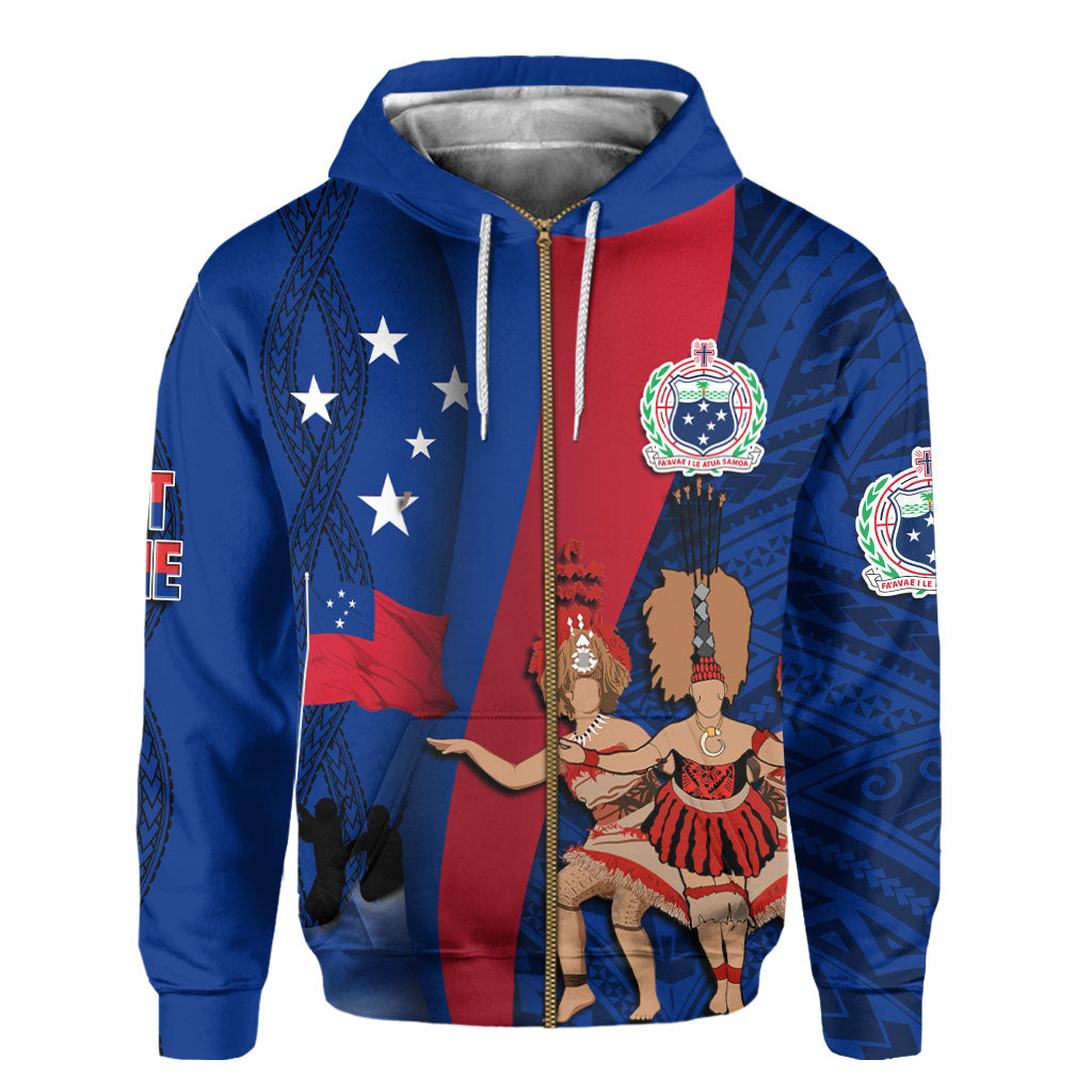 Samoa Independence Day Zip Hoodie Celebrating Dance Style