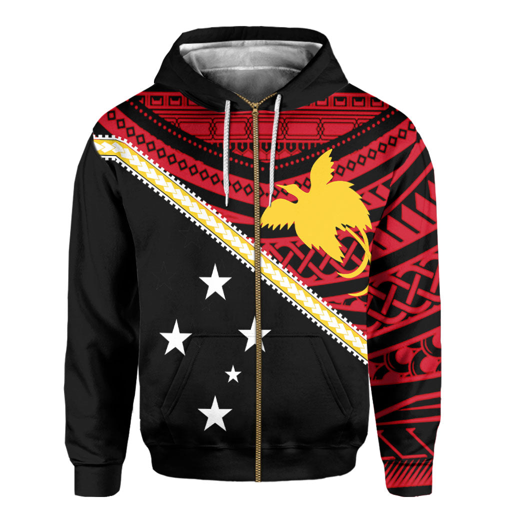 Papua New Guinea Zip Hoodie Polynesian Flag Style