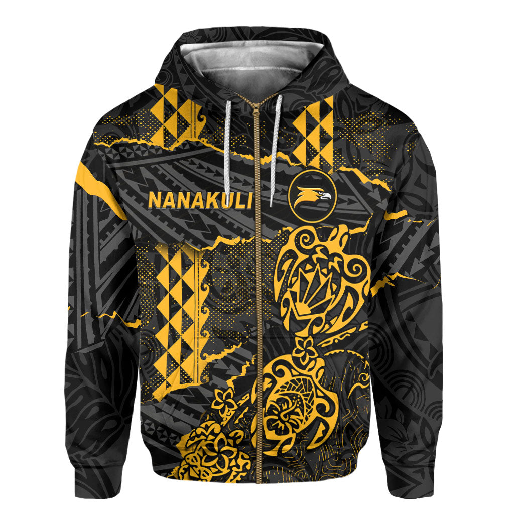 Hawaii Nanakuli High School Custom Zip Hoodie Polynesian Turtle Style