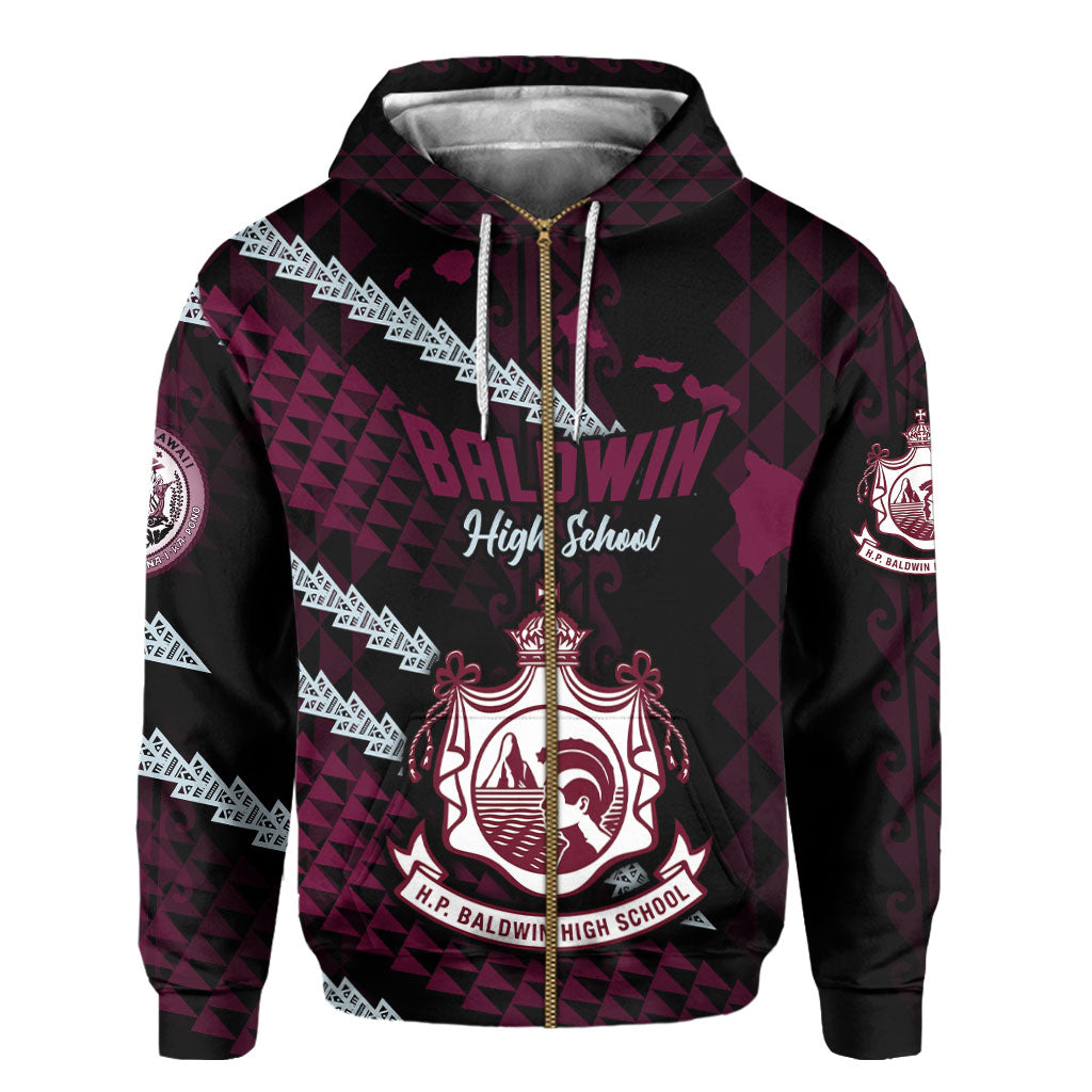 Hawaii Baldwin High School Custom Zip Hoodie Map Style