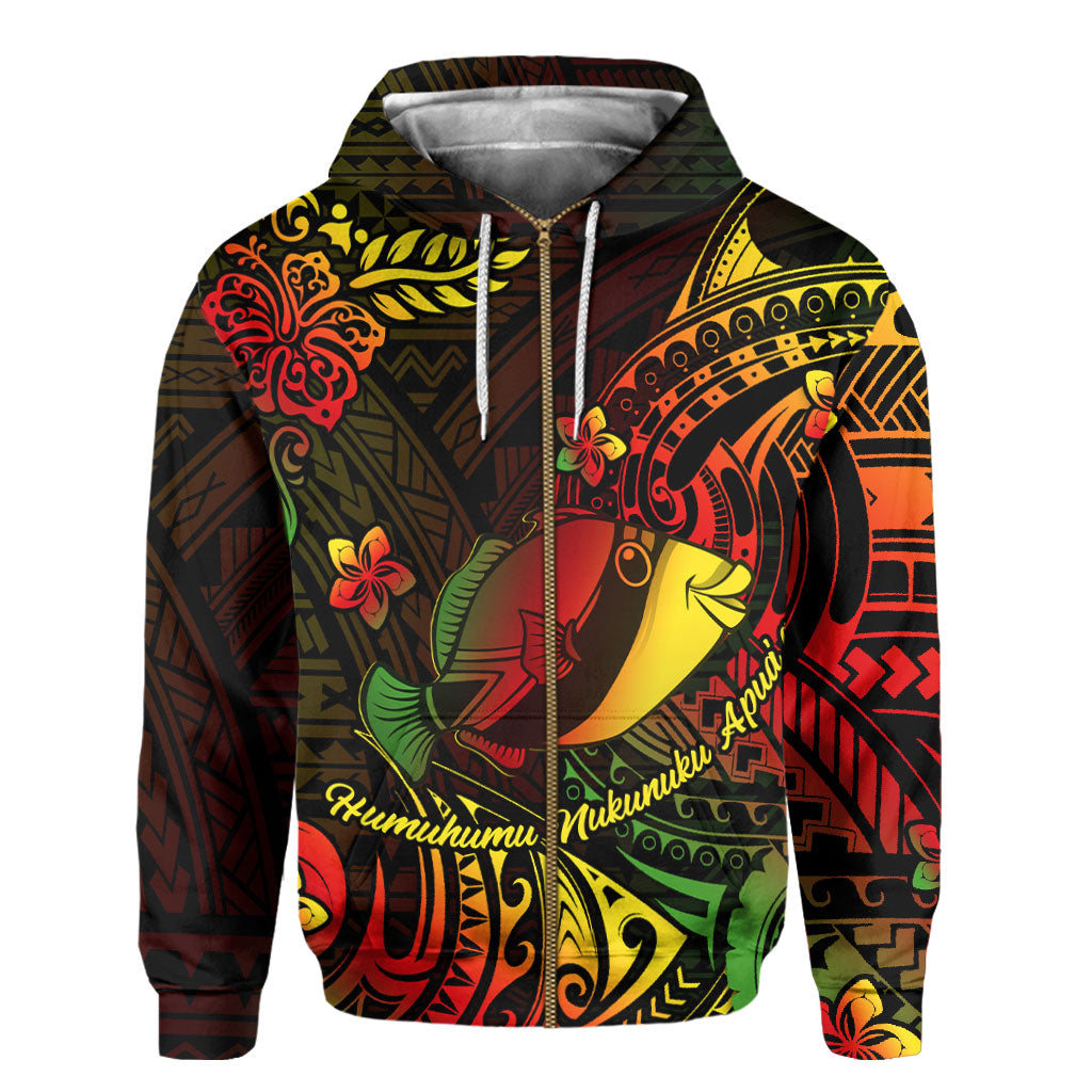 Hawaii Humuhumu Fish Zip Hoodie Reggae Style