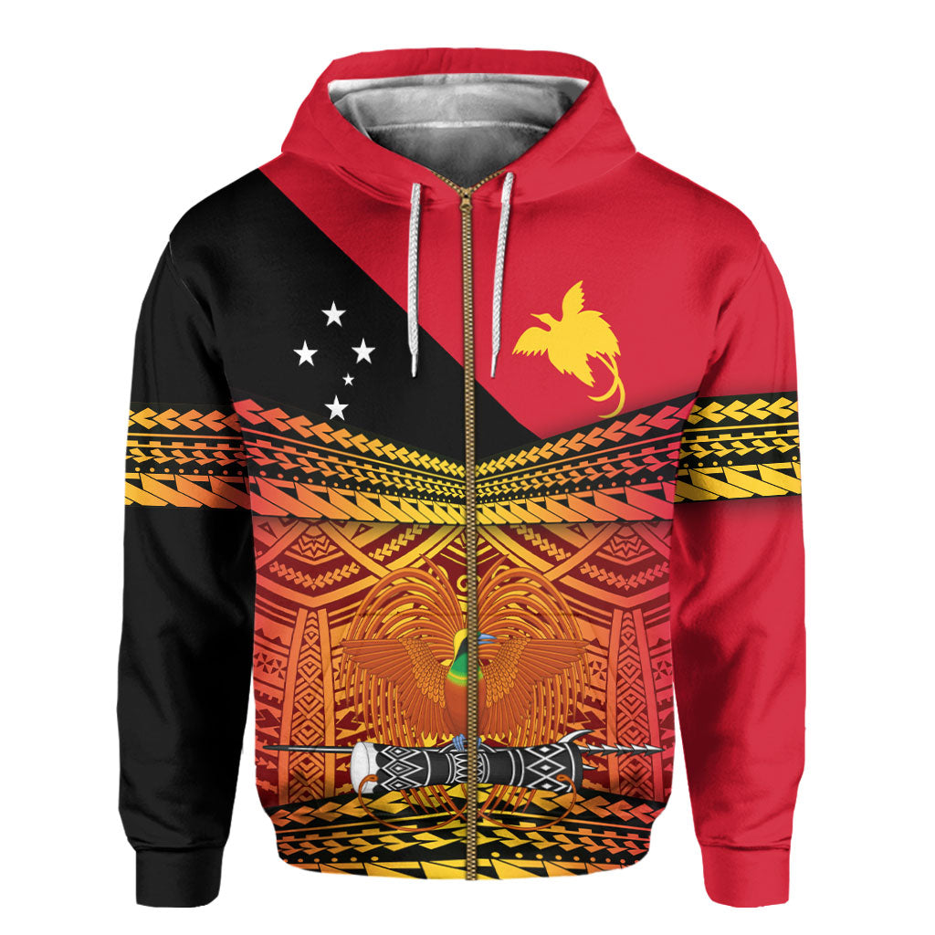 Papua New Guinea Independence Day Zip Hoodie PNG Emblem Style