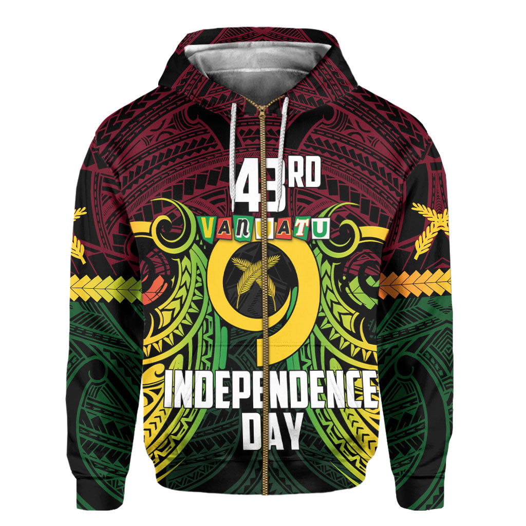 Vanuatu Zip Hoodie Independence Day 43rd Anniversary Style 2