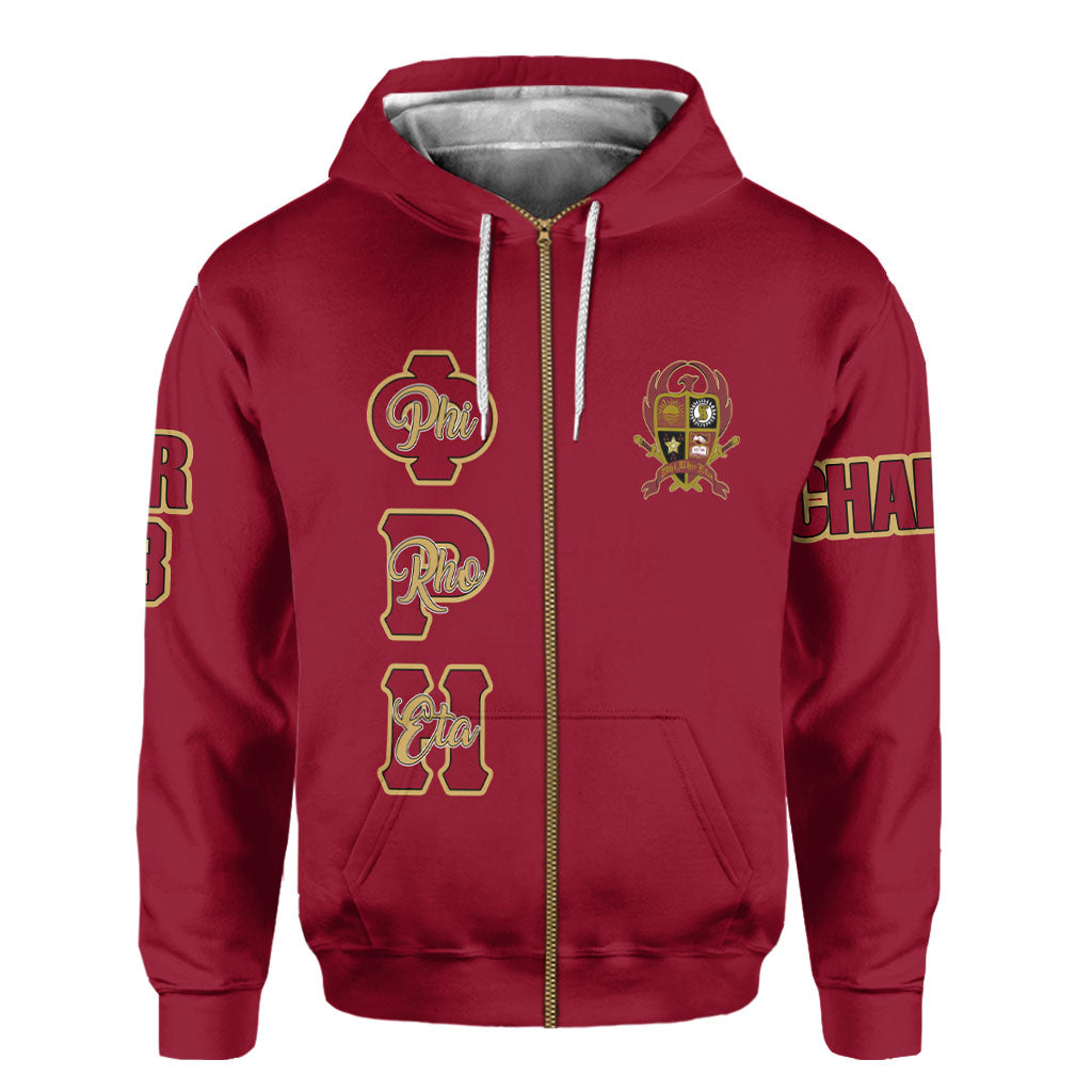 Fraternity Hoodie - Personalized Phi Rho Eta Zip Hoodie Original Maroon Style