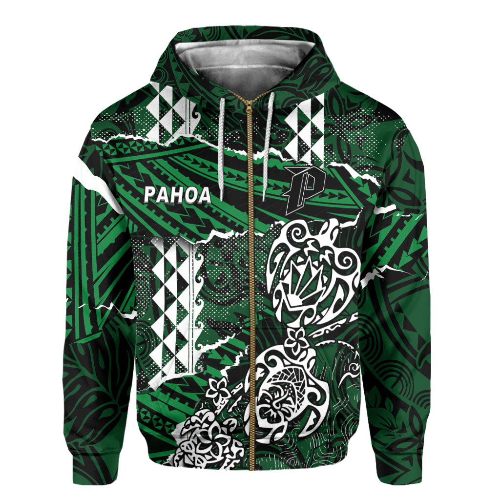 Hawaii Pahoa High & Intermediate School Custom Zip Hoodie Polynesian Turtle Style