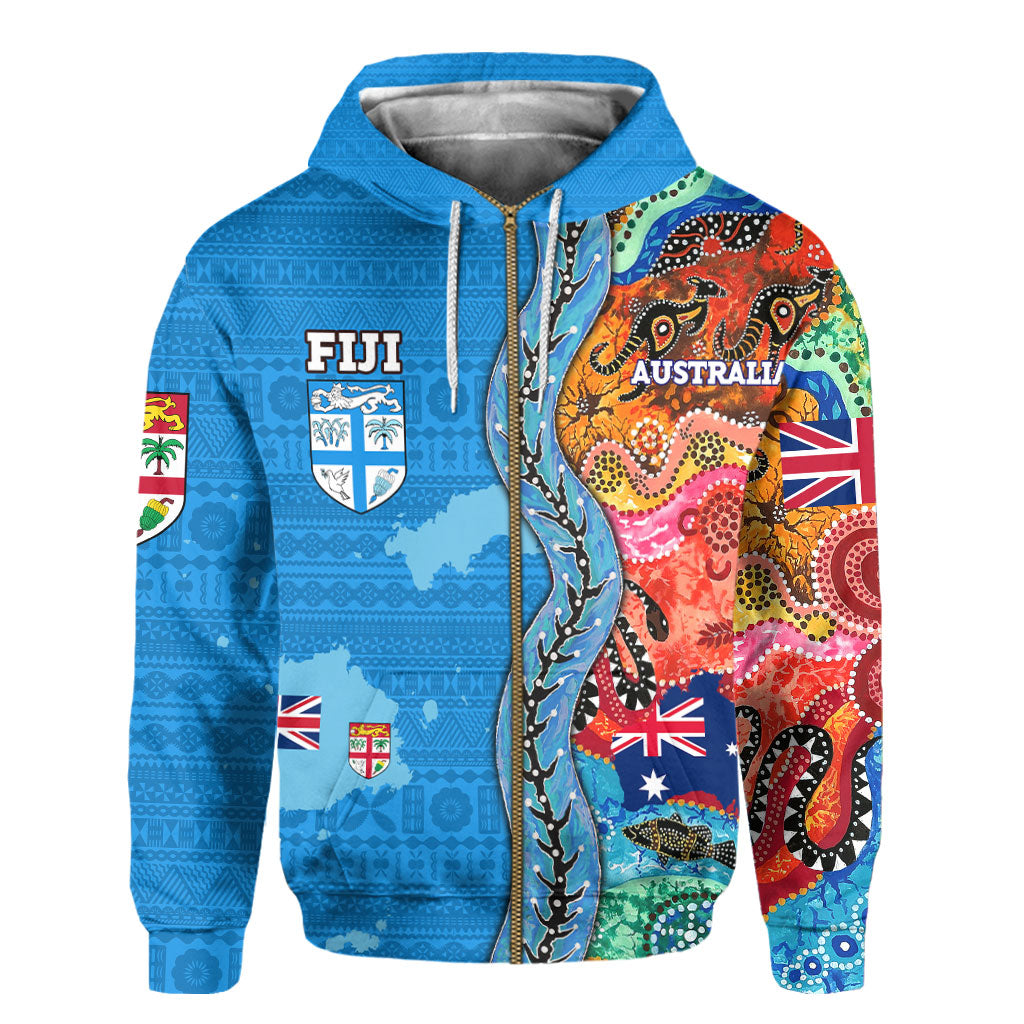 Custom Fiji Tapa & Australia Aboriginal Zip Hoodie