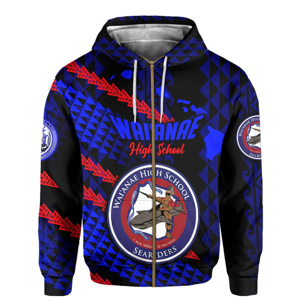 Hawaii Waianae High School Custom Zip Hoodie Map Style