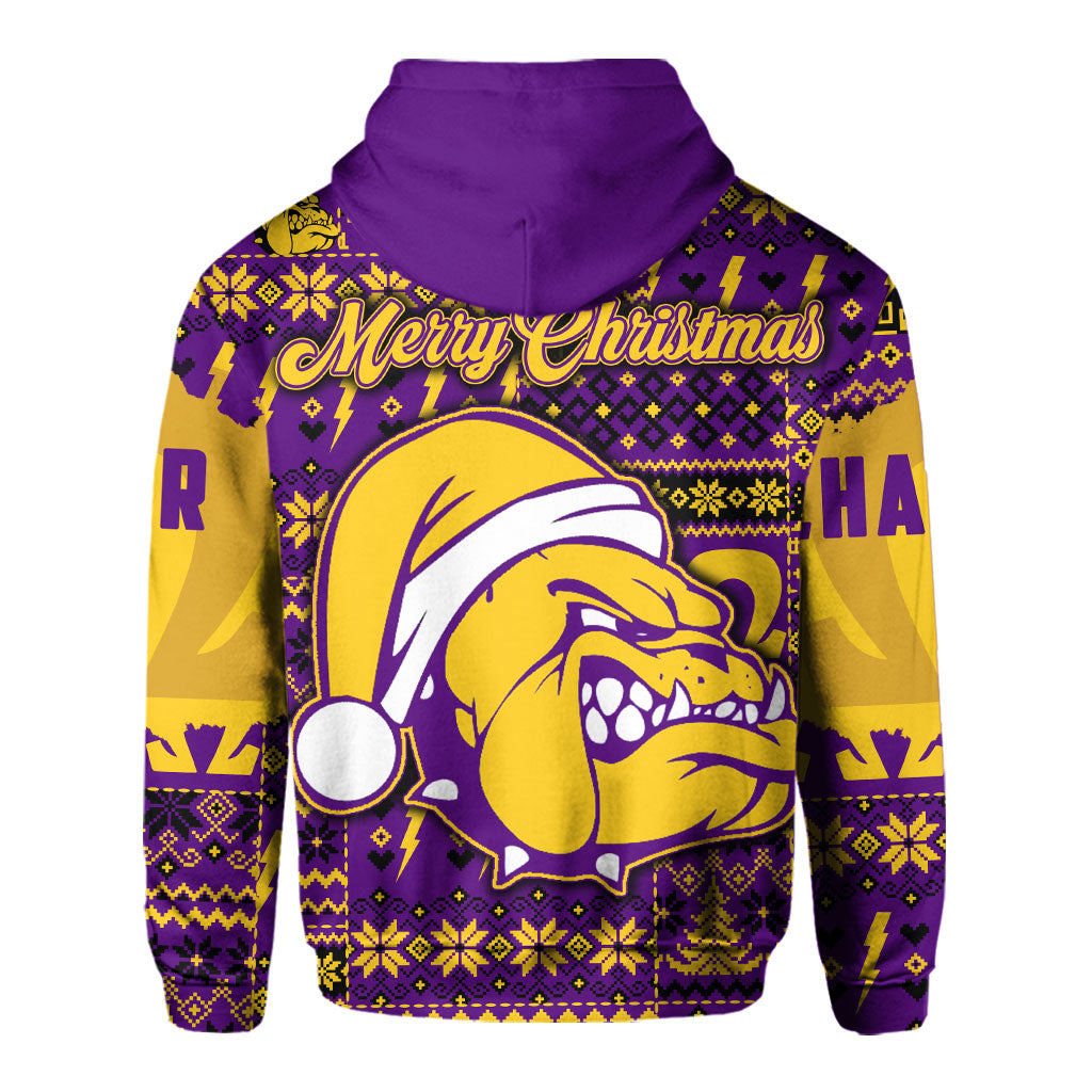 Fraternity Hoodie - Personalized OPP Christmas Zip Hoodie Bulldog & Santa Claus Omega Style