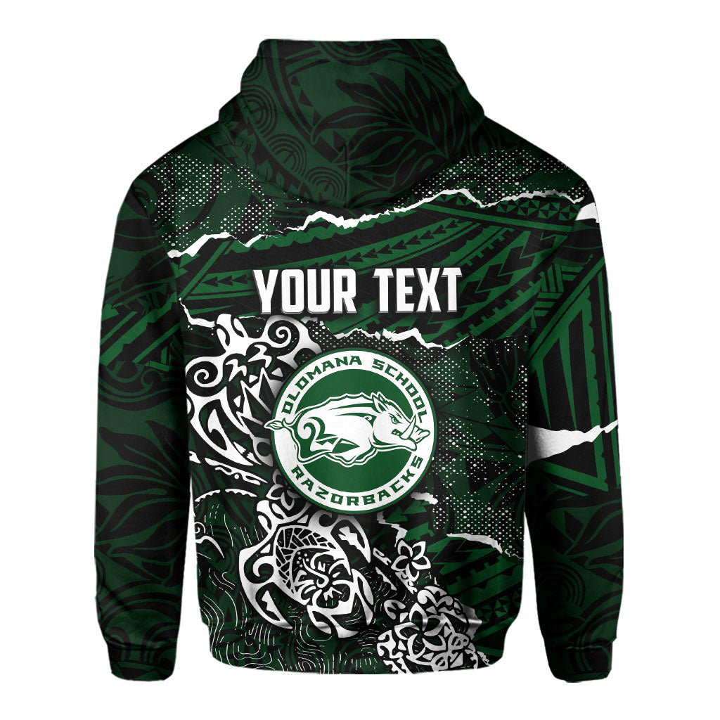 Hawaii Olomana High & Intermediate School Custom Zip Hoodie Polynesian Turtle Style