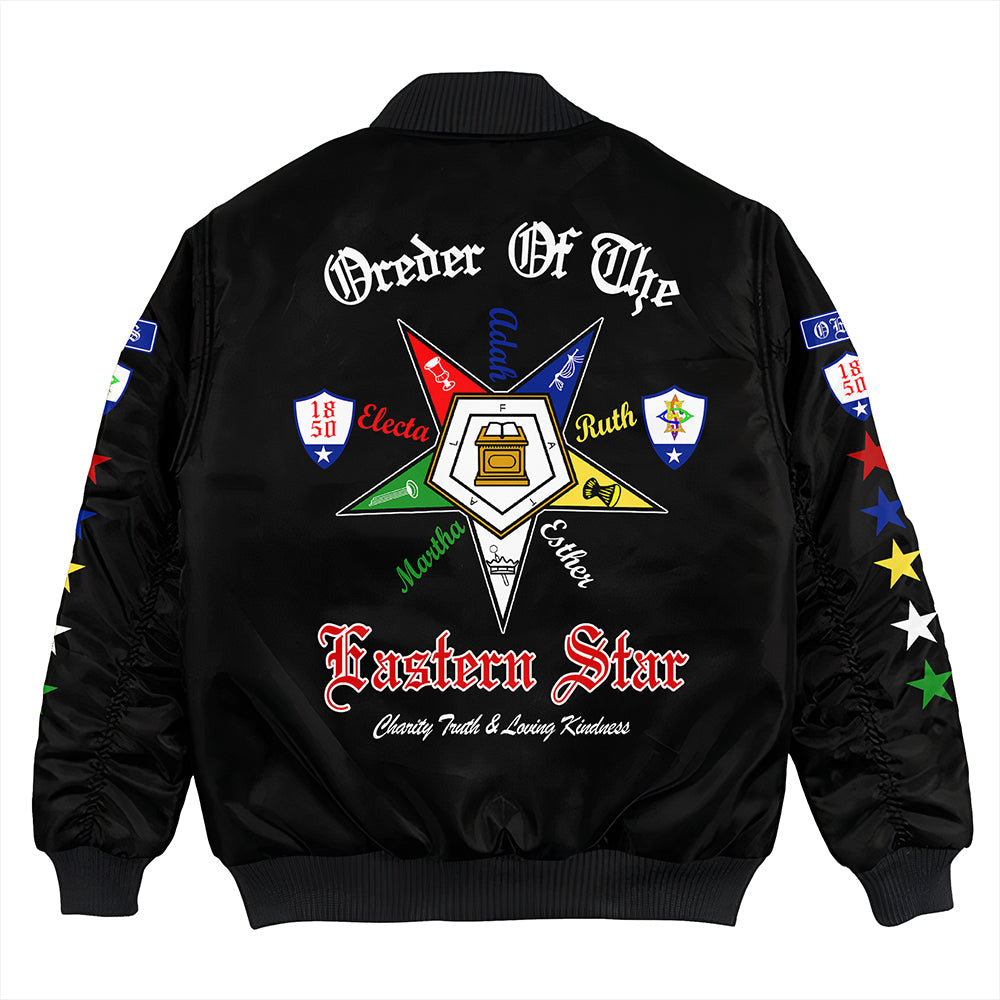 Order Of The Eastern Star Letter Black Bomber Jacket T09