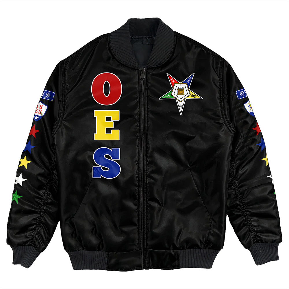 Order Of The Eastern Star Letter Black Bomber Jacket T09