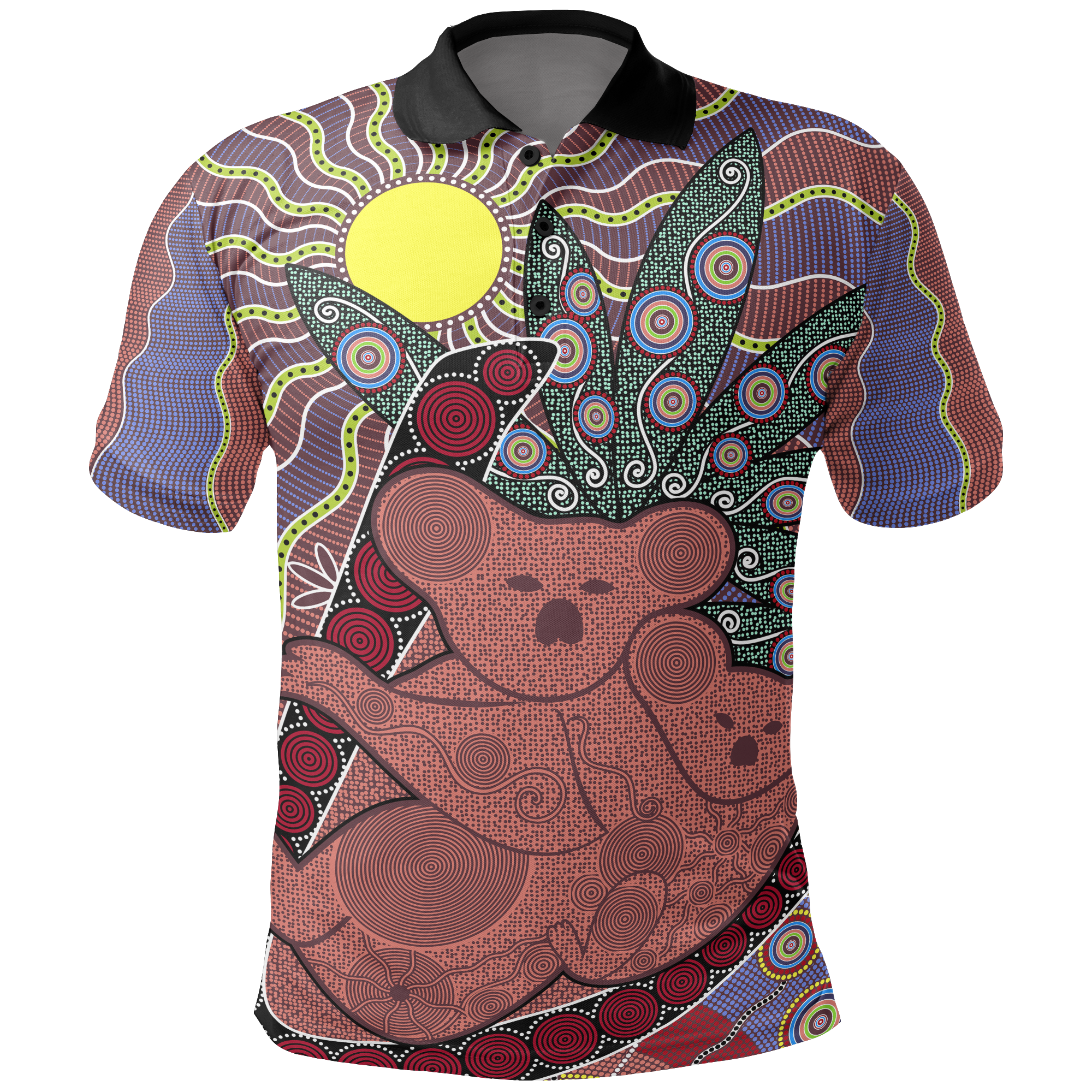 Aboriginal Polo - Koala Shirt Aboriginal Patterns - Unisex Polo Shirt