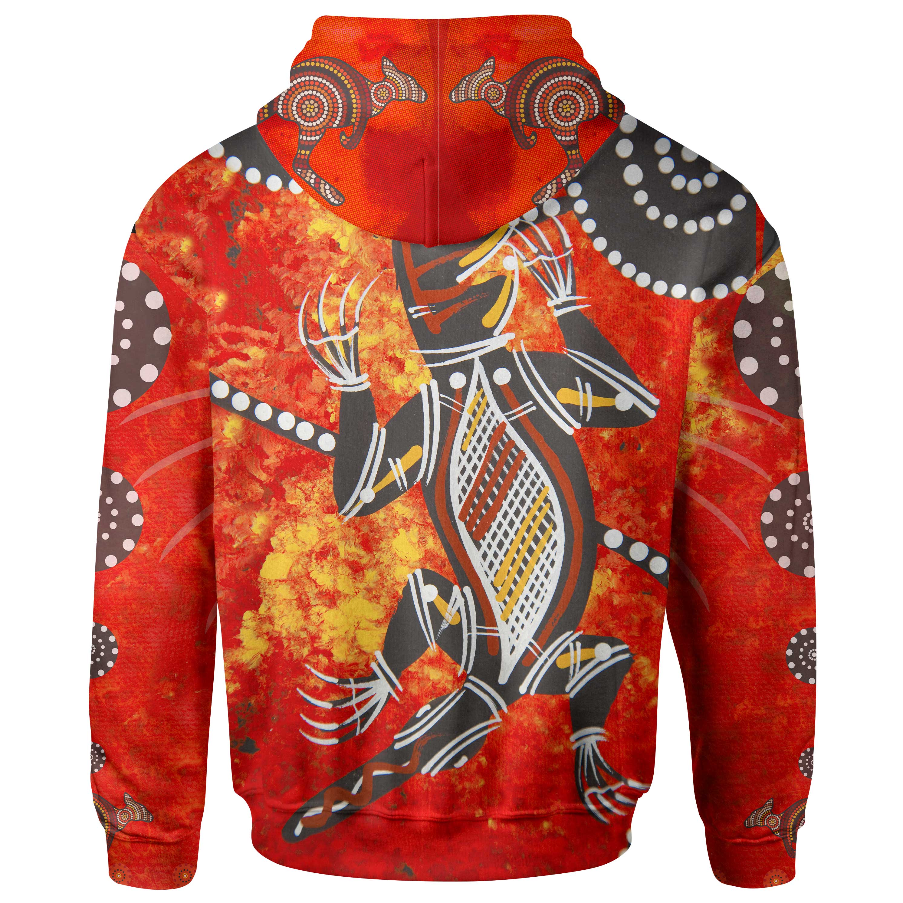 Zip Hoodie - Crocodile And Kangaroo Dot Painting Art