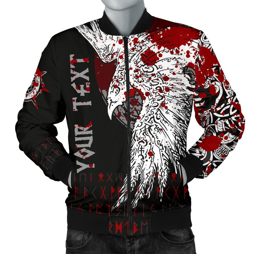 Custom Viking Bomber Jacket Mystical Raven Tattoo Blood Style Ver02