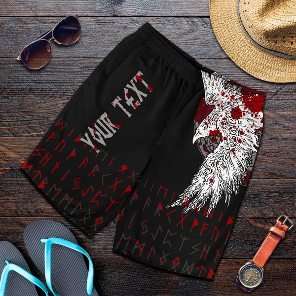 Custom Viking Men's Shorts Mystical Raven Tattoo Blood