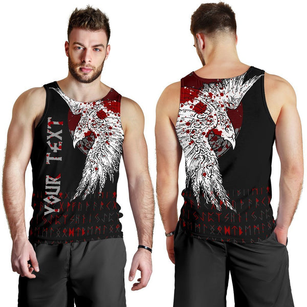 Custom Viking Men's Tank Top Mystical Raven Tattoo Blood