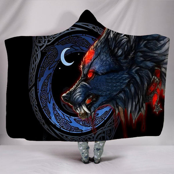 Viking Hooded Blanket Fenrir Viking Wolf 3D ML