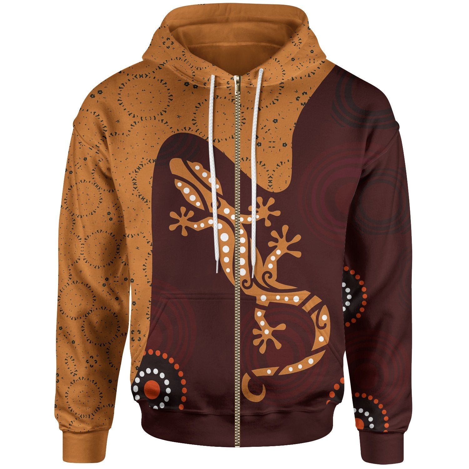 Aboriginal Zip Hoodie - Lizard in Aboriginal Dreaming