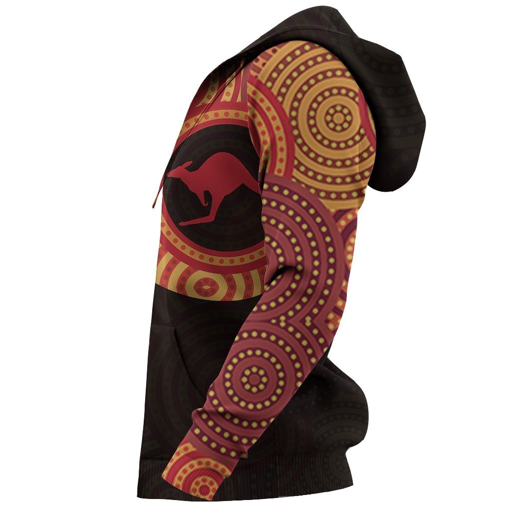 Aboriginal Zip Hoodie - Kangaroo Patterns Australian Dot Painting Tattoo