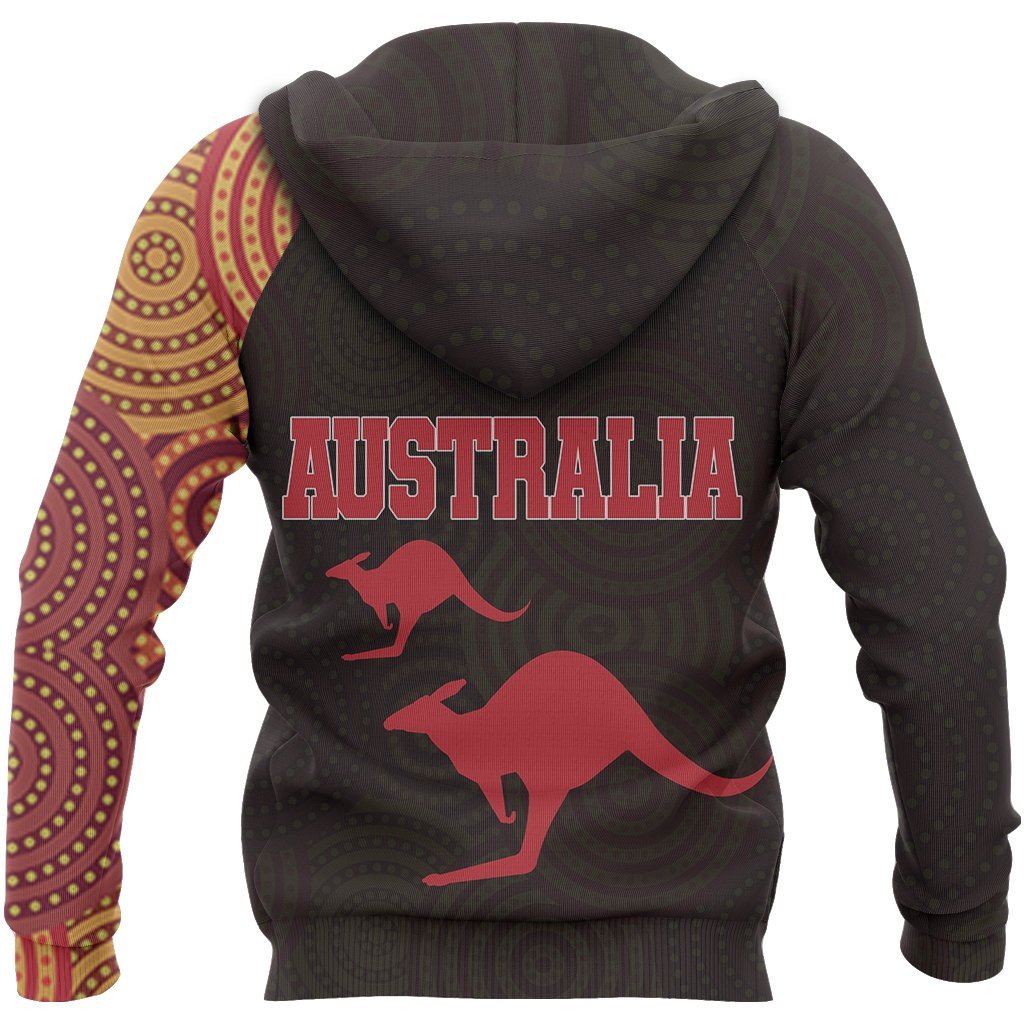 Aboriginal Zip Hoodie - Kangaroo Patterns Australian Dot Painting Tattoo