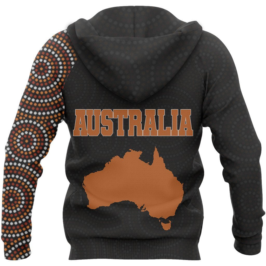 Aboriginal Zip Hoodie - Australia Map Dot Painting Tattoo