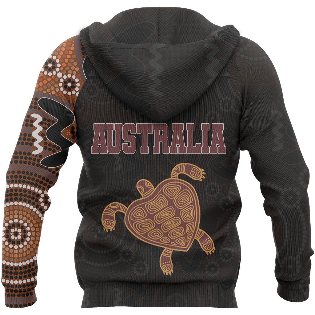 Aboriginal Zip Hoodie - Turtle Patterns Australia Dot Painting