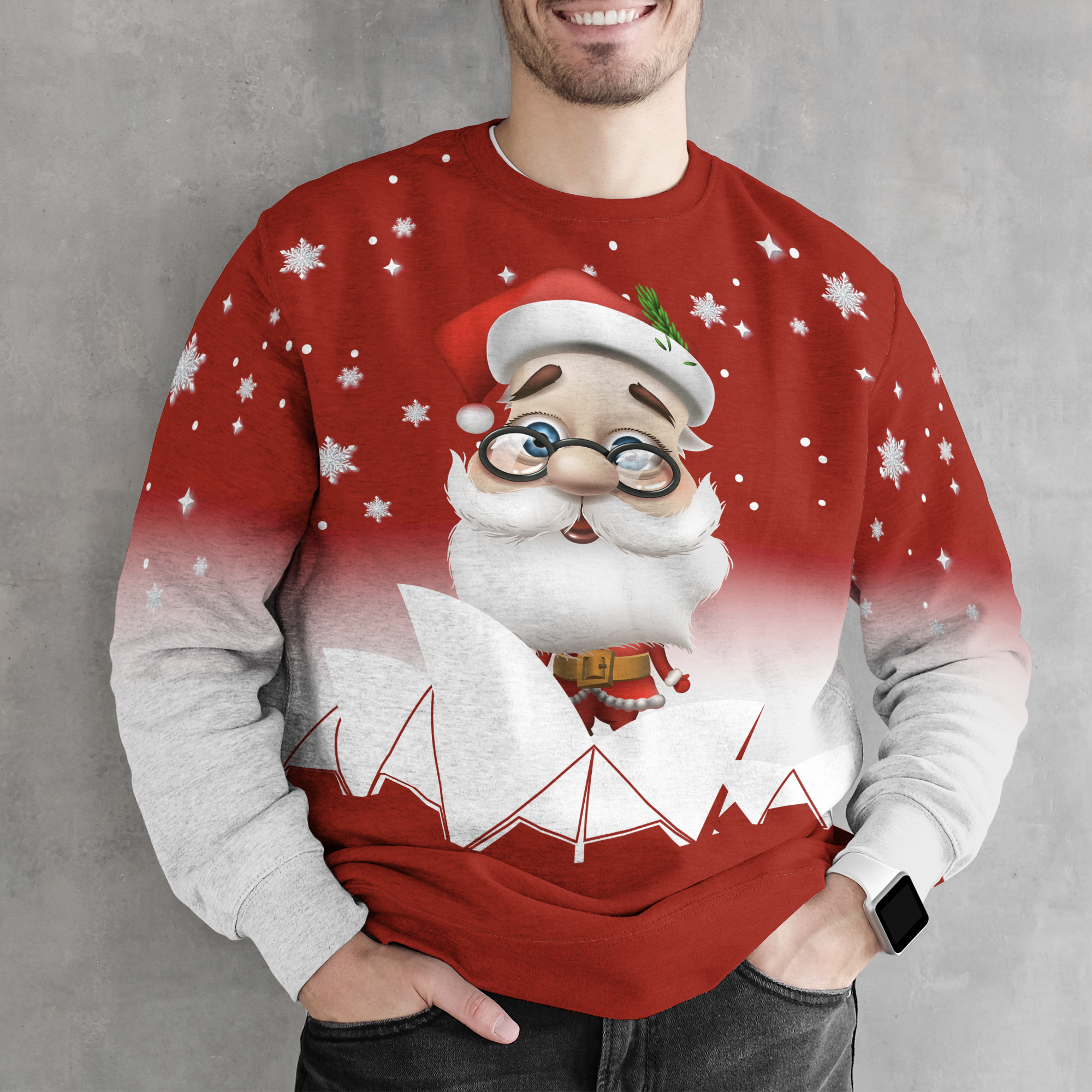 Christmas Sweatshirt - Santa Claus Sydney Opera Snowflake