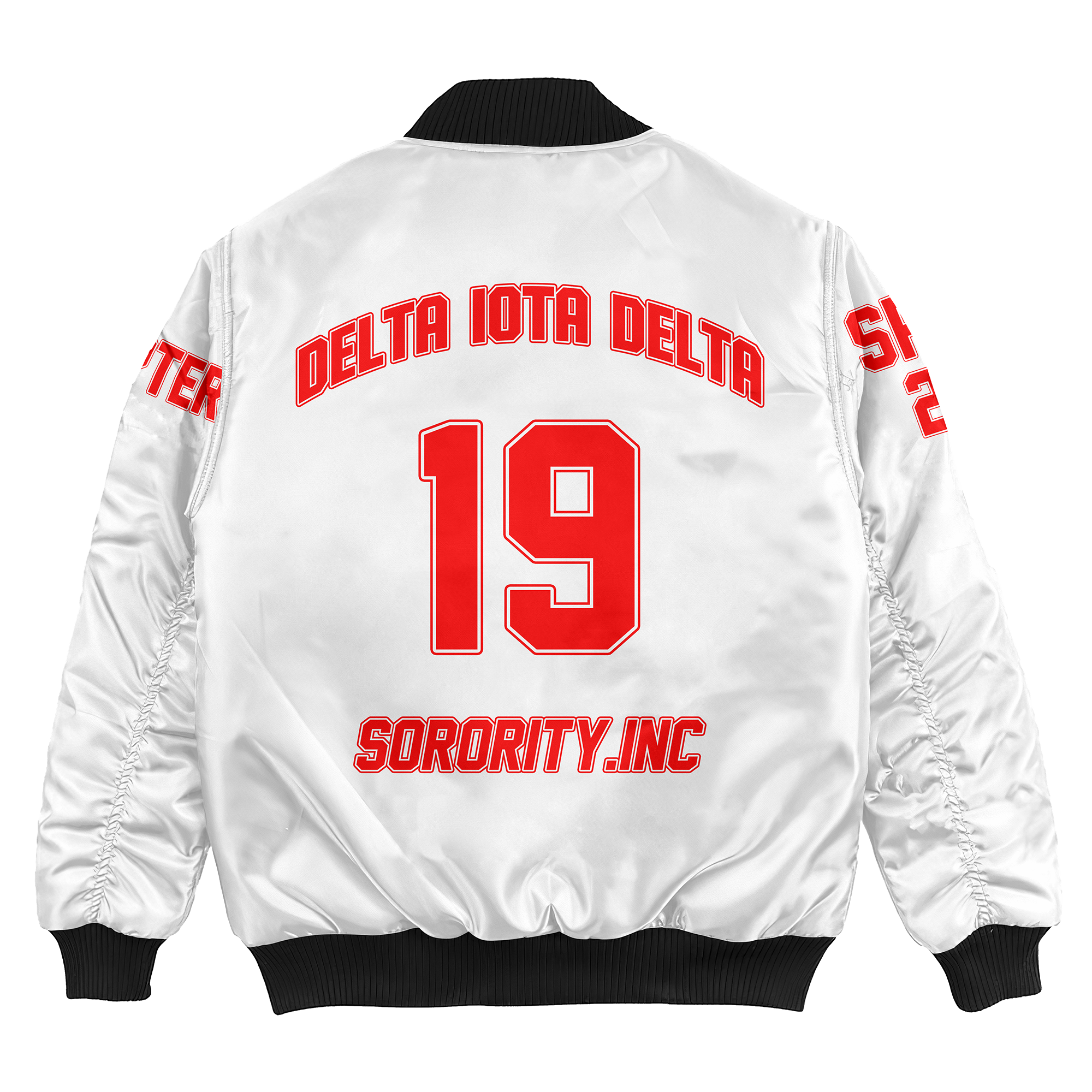 Sorority Jacket - Personalized Delta Iota Delta Bomber Jacket White Style