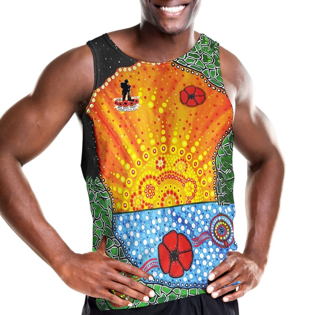 Anzac Day Men Tank Top - Lest We Forget Poppy