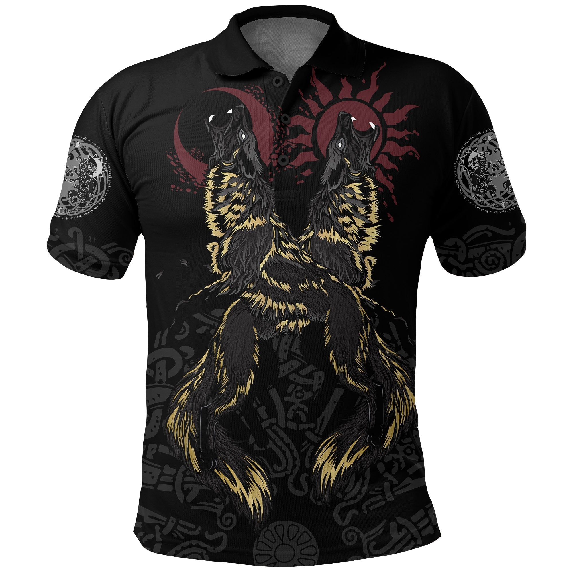 Viking Polo Shirt The Wolves Skoll and Hati