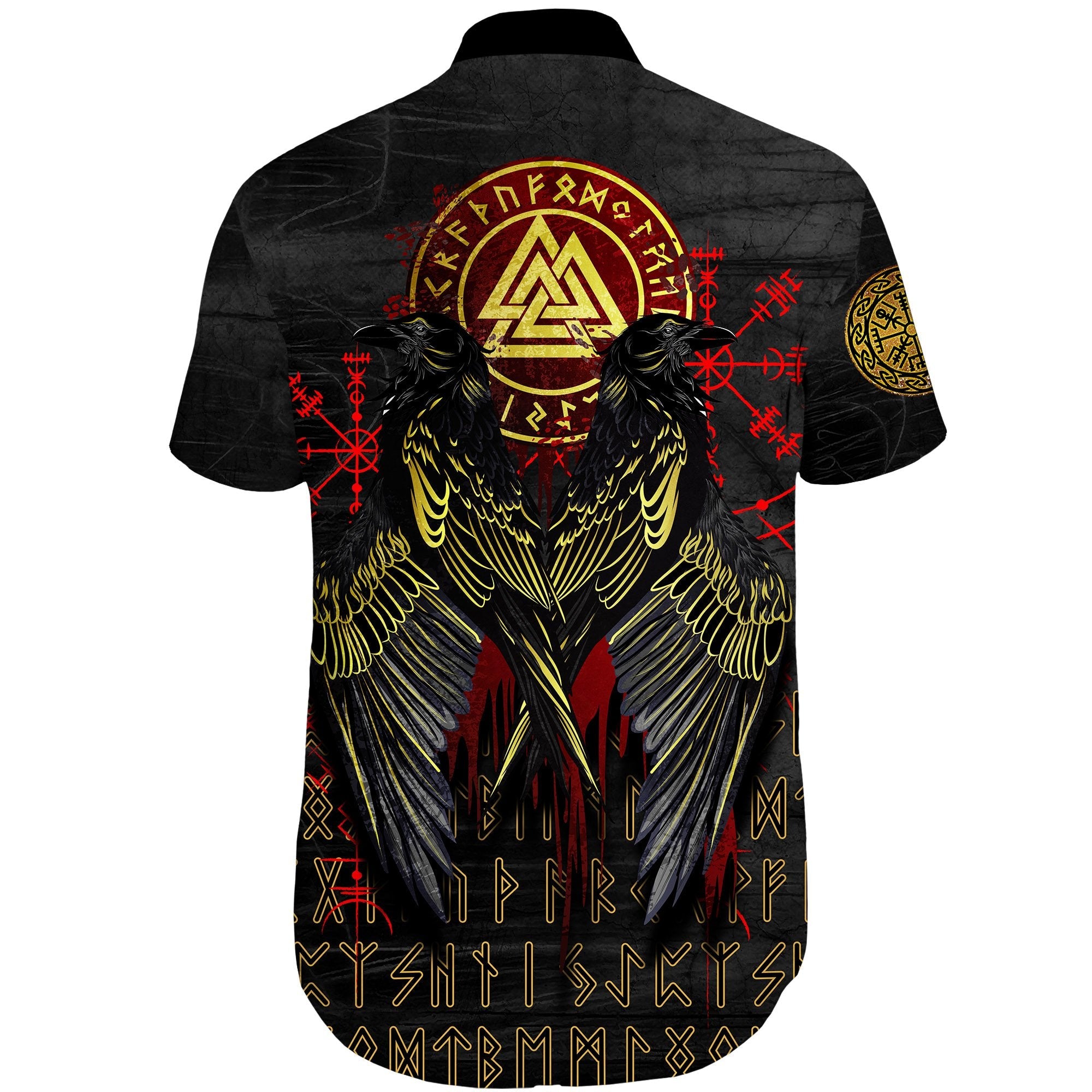 Viking Short Sleeve Shirt Viking Valknut and Ravens Tattoo