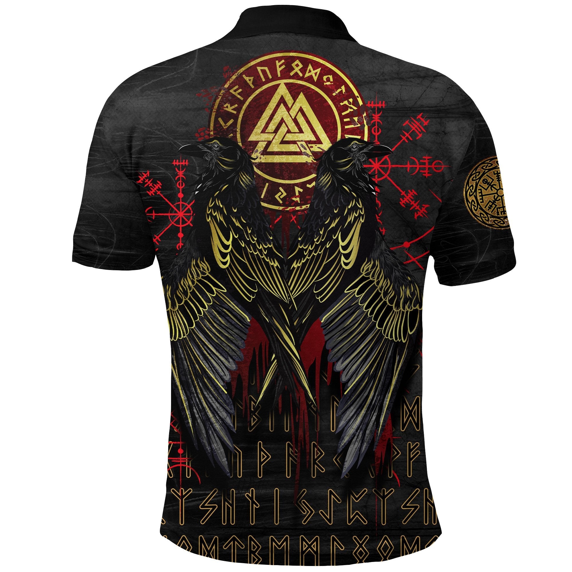 Viking Polo Shirt Vikings Valknut and Ravens Tattoo