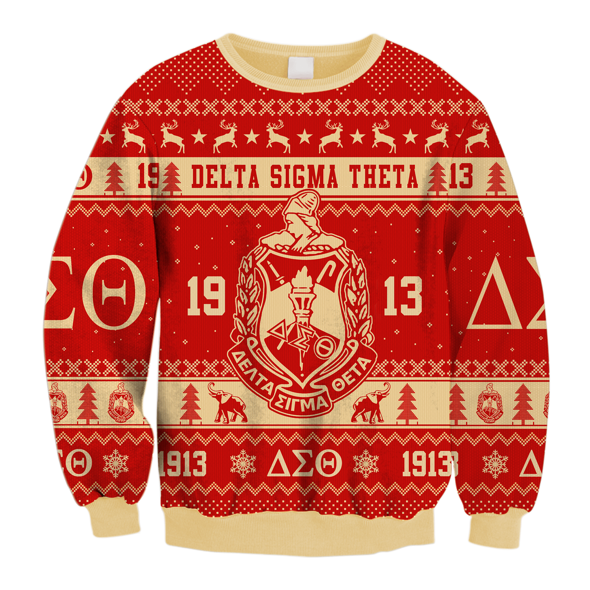 Sorority Sweatshirt - Lux Delta Sigma Theta Elephant Christmas Crewneck Sweatshirt